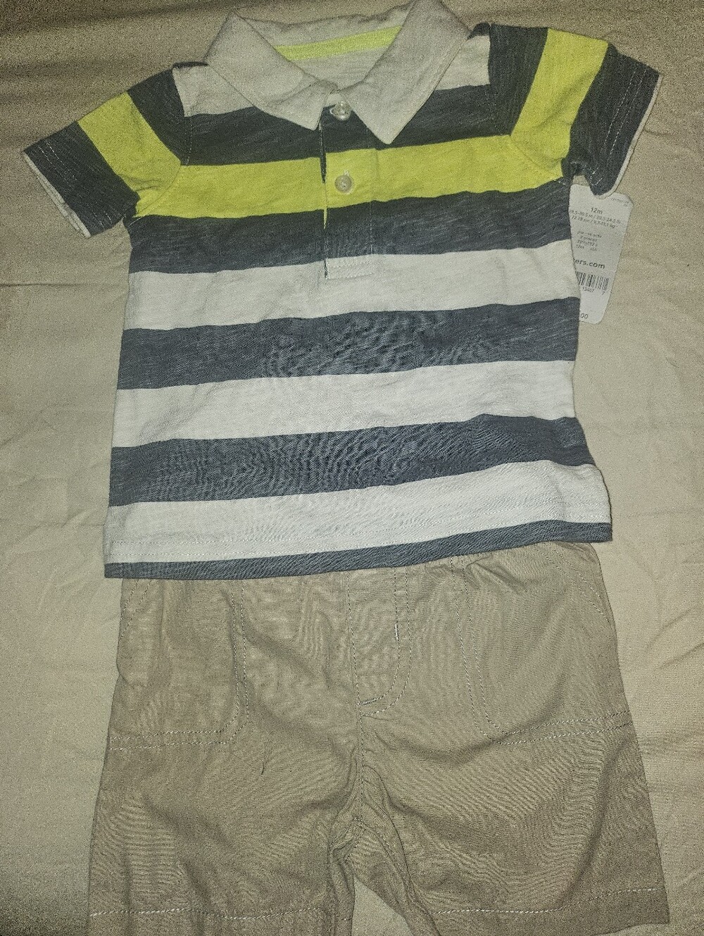Carter's Striped Polo in Yellow, Cream & Gray 12 Months NWT